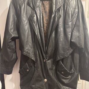 Vintage G-III Black Leather Jacket | Paisley Lined Leather Coat | Size Medium